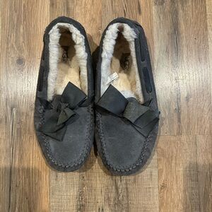 UGG Charcoal Suede Moccasin Slippers